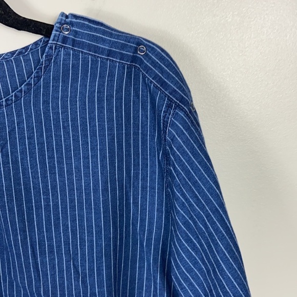Zara Trafuluc Pinstripe Embroidered Veggies Chambray Top size S - Picture 4 of 13